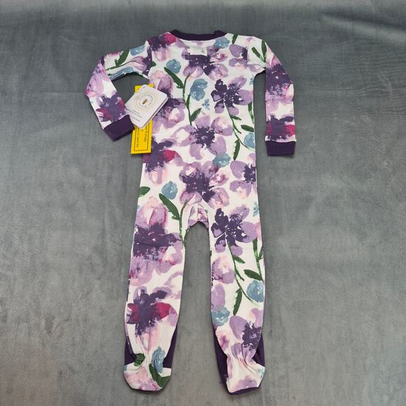 Burts Bees Baby Organic Cotton Baby One Piece Sleeper Floral Multi-Color 18M - Picture 7 of 8